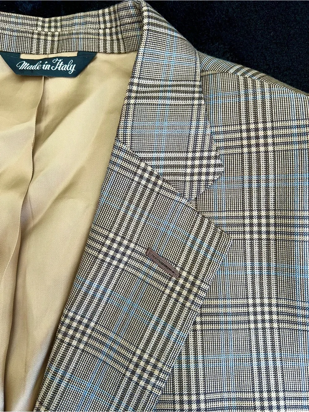 Bloomingdale's Italian Reda Super 130, Sport Coat , Beige with Blue Windowp